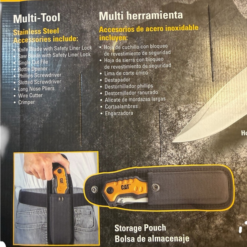 CAT Caterpillar XL 9-in-1 Multi-Tool Set Pliers Knife Saw w/ Belt Pouch - Picture 2 of 2